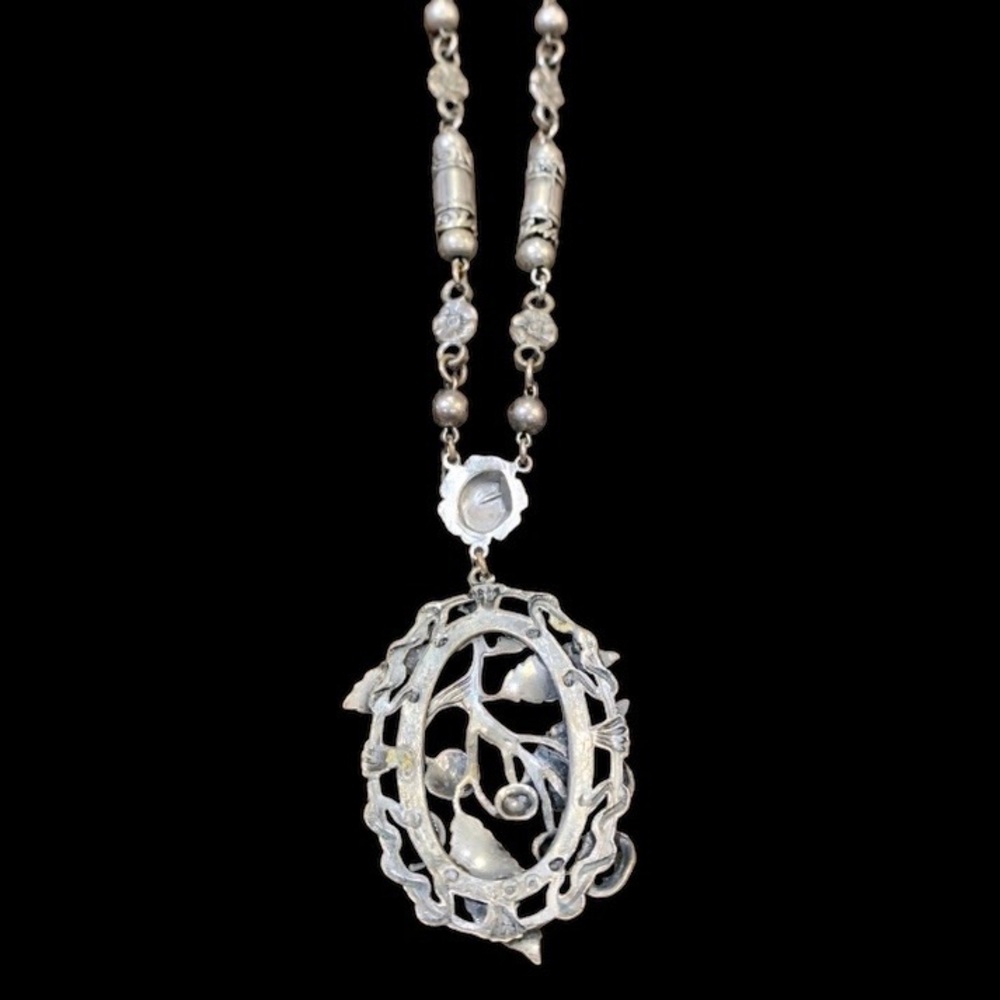Antique Edwardian, Late Victorian Art Nouveau Aesthetic Movement Floral Necklace - Picture 2 of 7